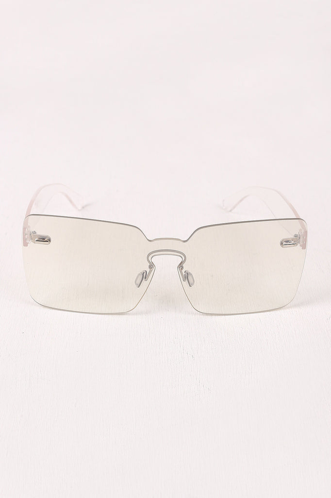 Rimless Rectangle Mask Sunglasses