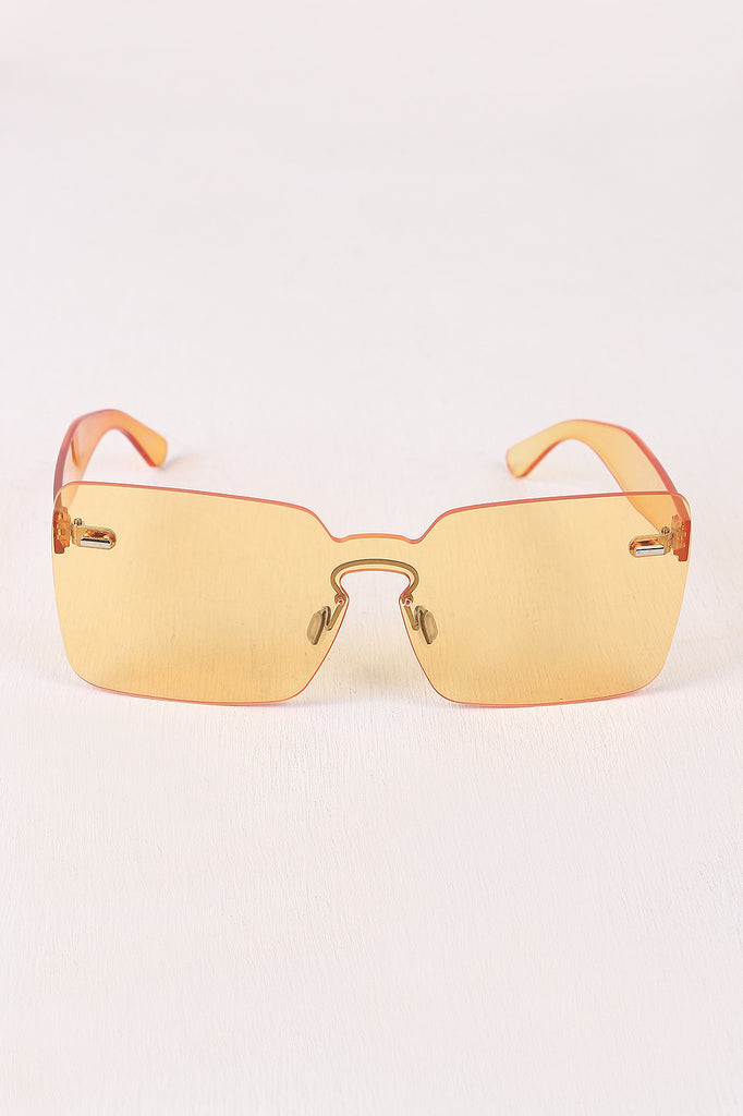 Rimless Rectangle Mask Sunglasses