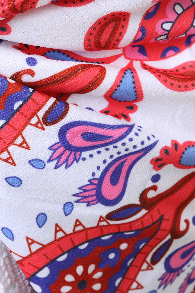 Paisley Fringed Round Beach Towel