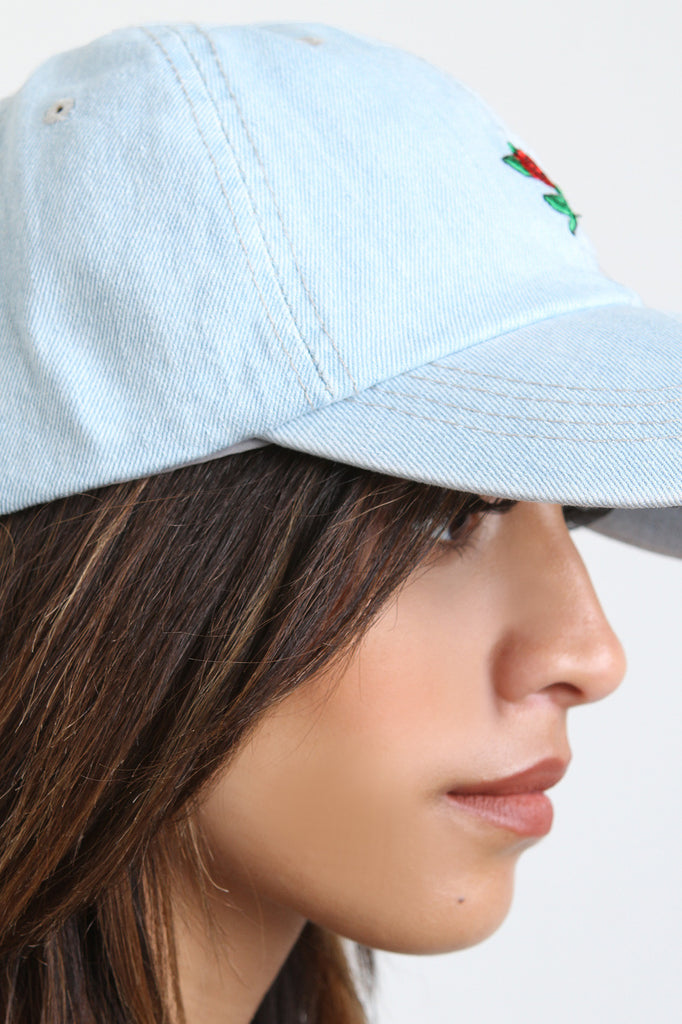 Rose Embroidered Baseball Cap
