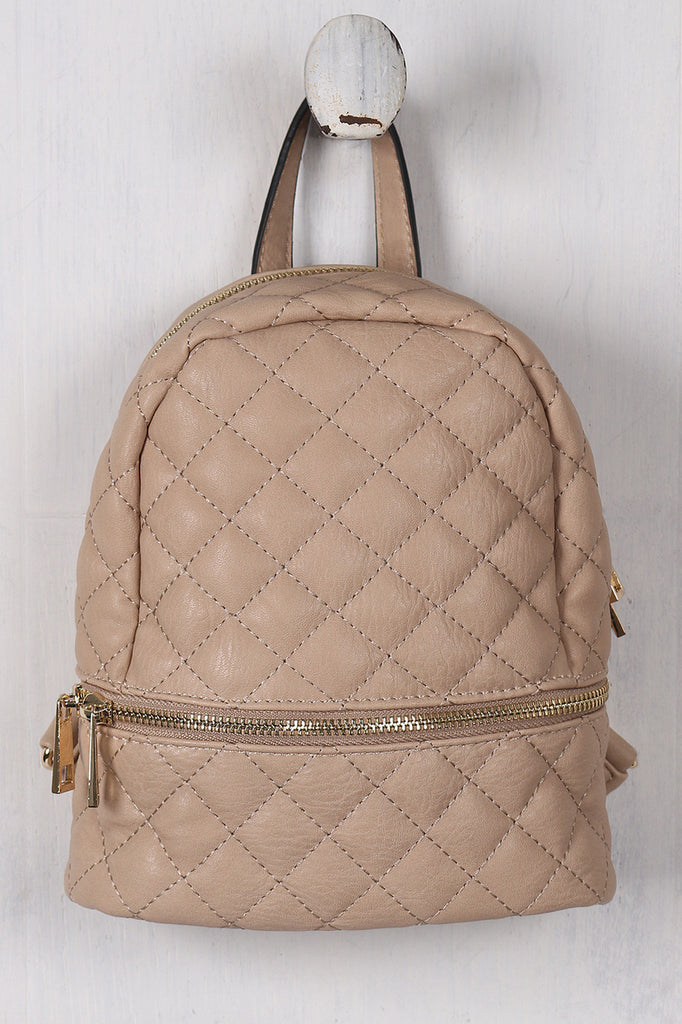Vegan Leather Quilted Mini Backpack