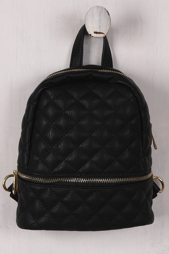 Vegan Leather Quilted Mini Backpack