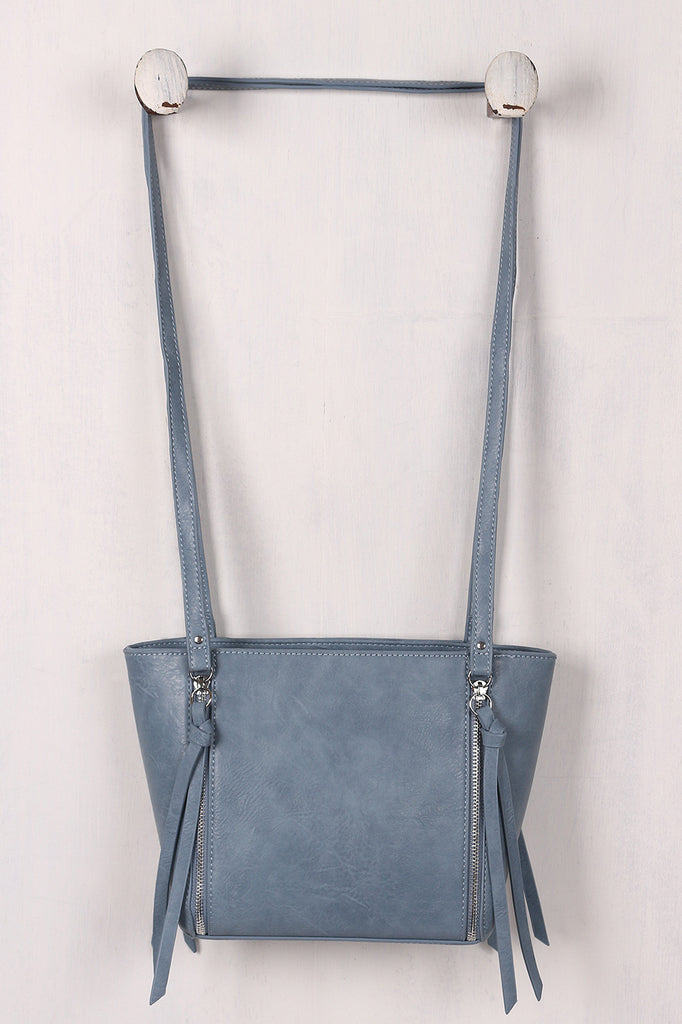 Vegan Leather Zipper Embellishment Bag