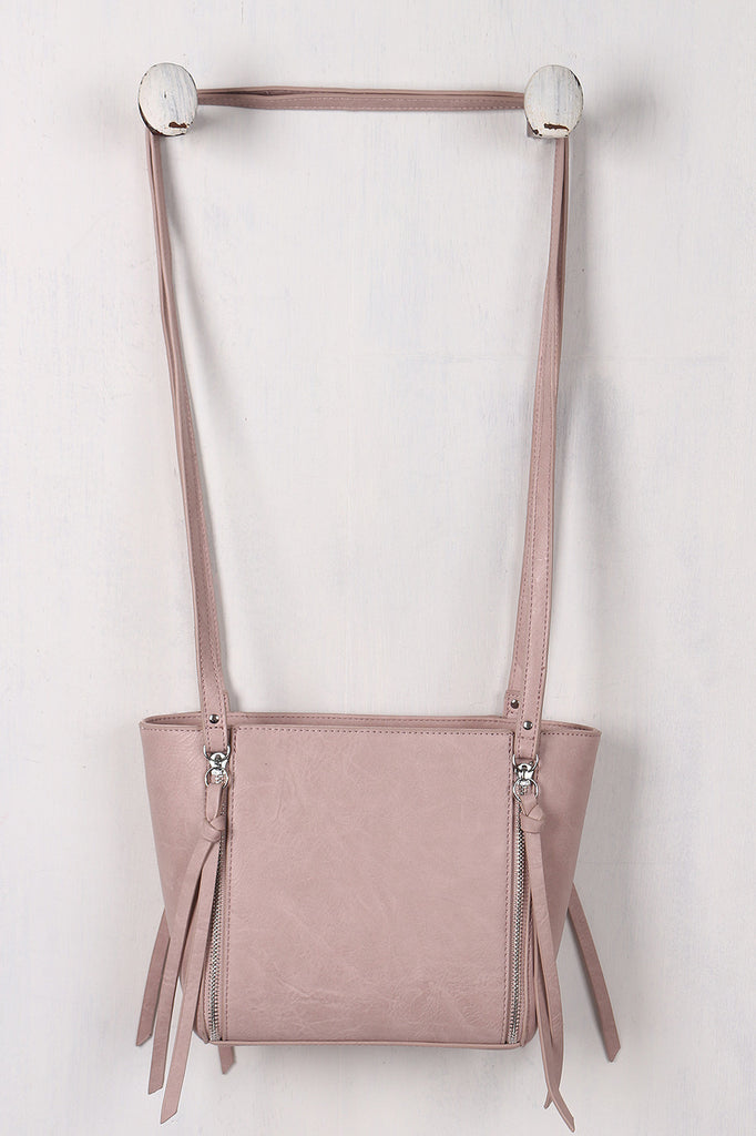 Vegan Leather Zipper Embellishment Bag