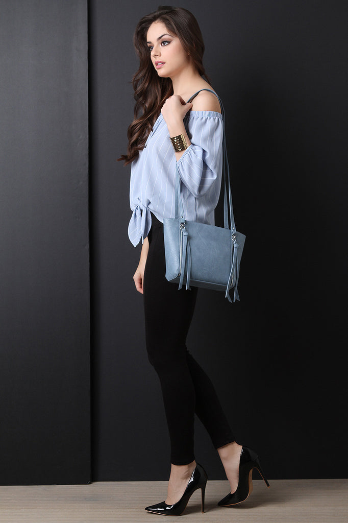 Vegan Leather Zipper Embellishment Bag