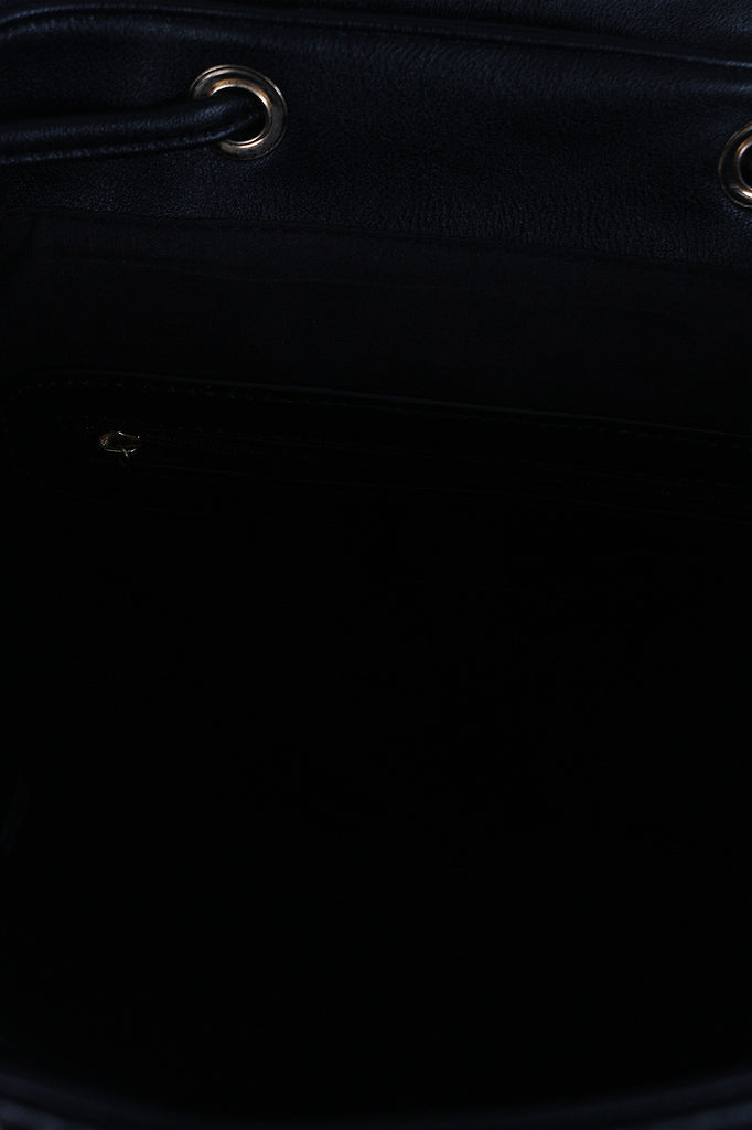 Vegan Leather Quilted Pullstring Backpack