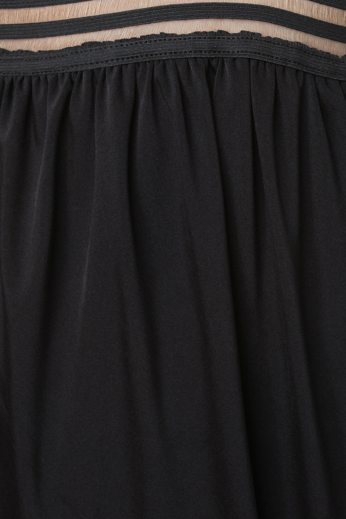 V-Neck Mock Choker Contrast Striped Tulip Dress