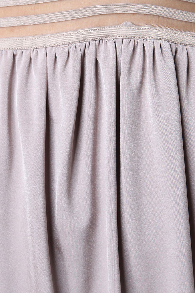 V-Neck Mock Choker Contrast Striped Tulip Dress