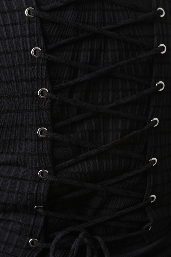 Textured Corset Back Midi Dress