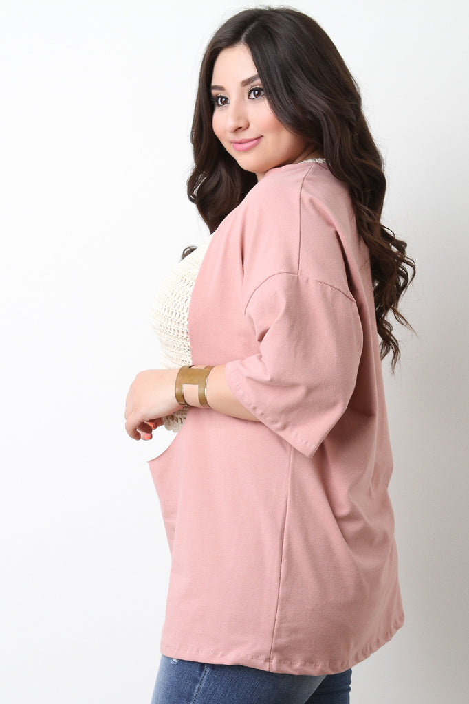 Raw Front Cutout Mock Choker Oversized Tee