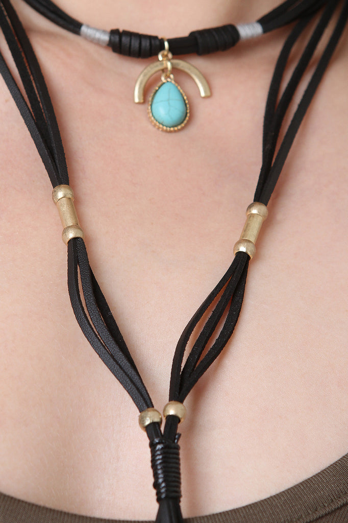 Faux Stone Choker Necklace Set