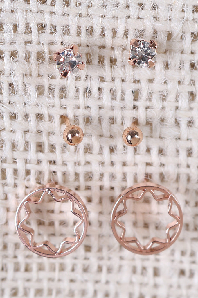 Rhinestone Open Star Earring Set