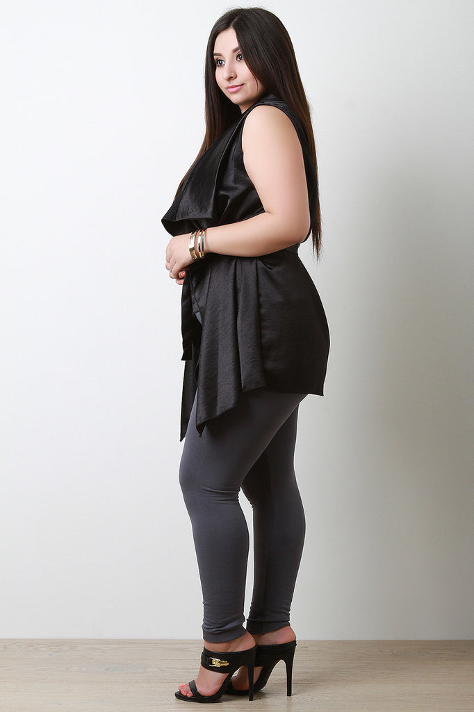 Satin Waterfall Waist Tie Vest