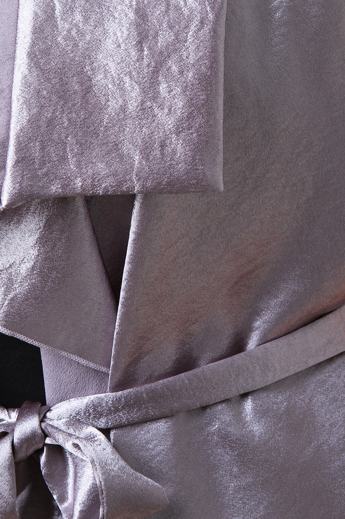 Satin Waterfall Waist Tie Vest