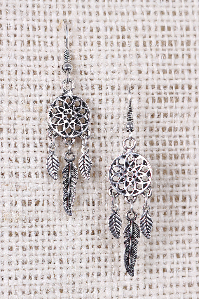 Dreamcatcher Feather Dangle Earrings