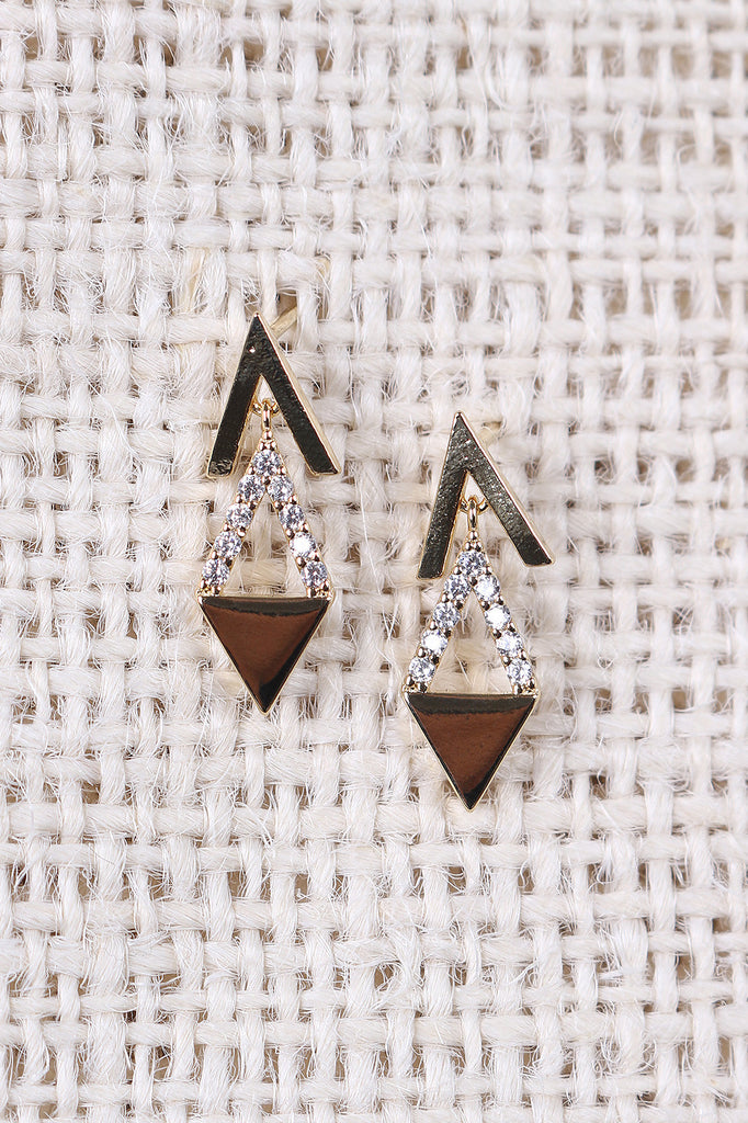 Rhinestone Open Triangle Earring