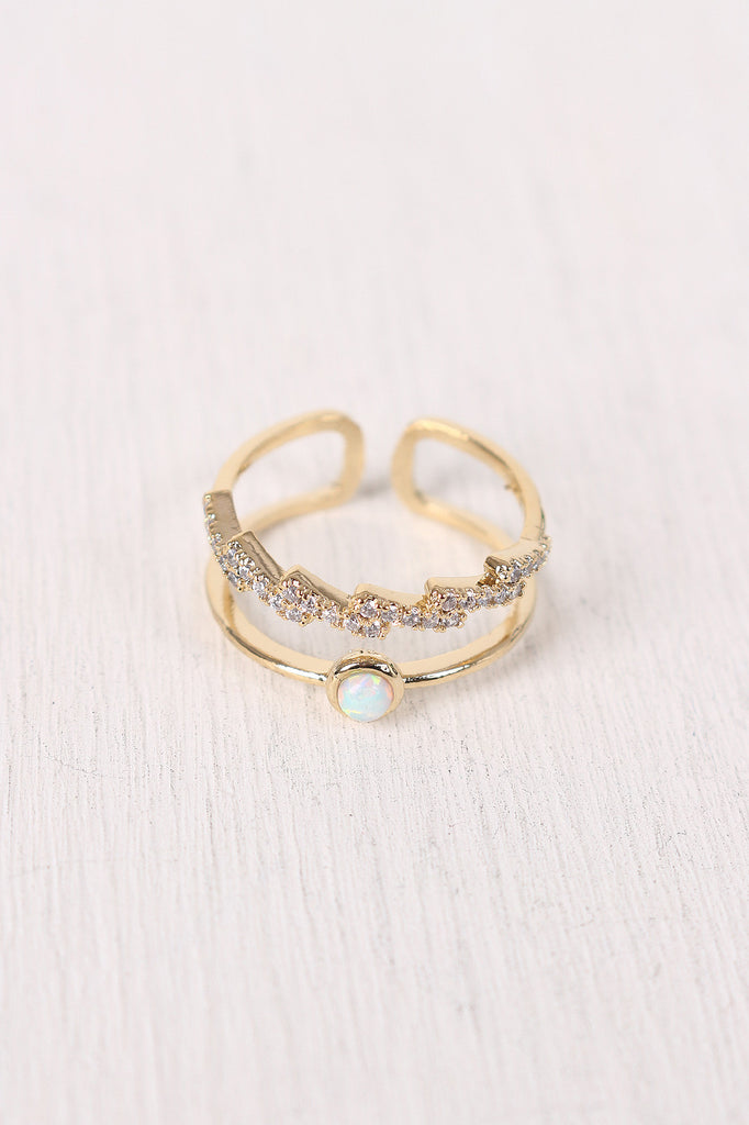 Open Ended Rhinestone Lightening Bolt Ring