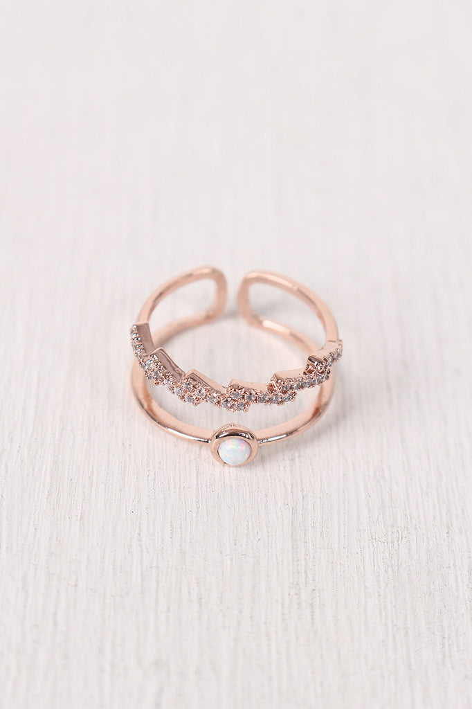 Open Ended Rhinestone Lightening Bolt Ring