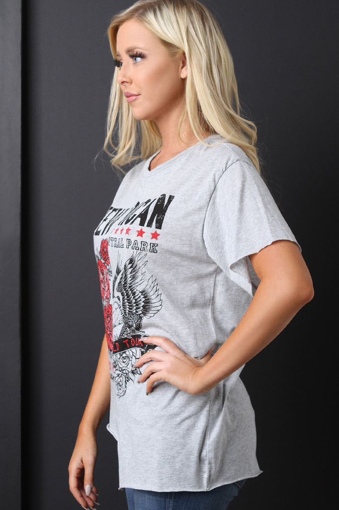 Asymmetrical Rock Graphic Print Top