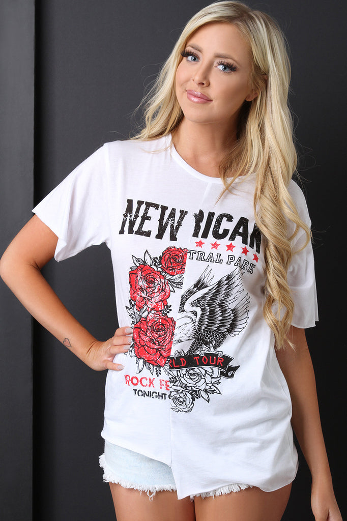 Asymmetrical Rock Graphic Print Top