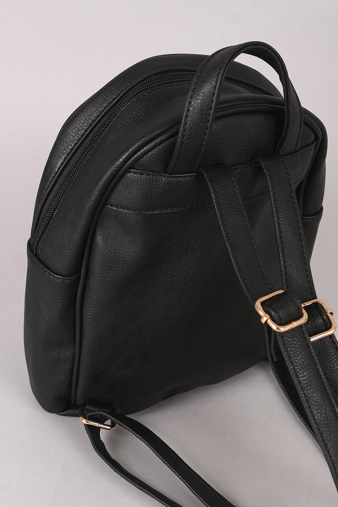 Vegan Leather Rose Embroidery Mini Backpack