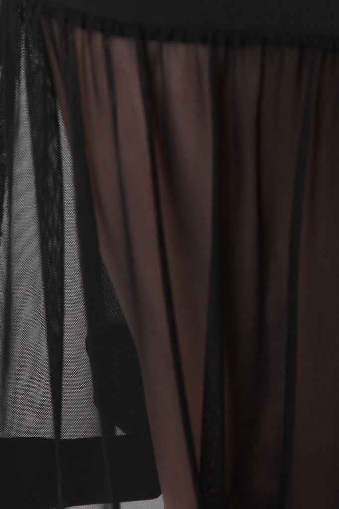 High Waist Peplum Hem Mesh Inset Midi Skirt