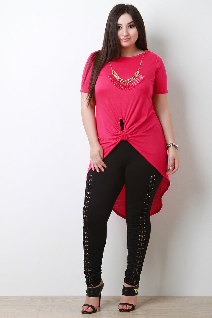 Beaded Necklace Twisted Knot High Low Maxi Top