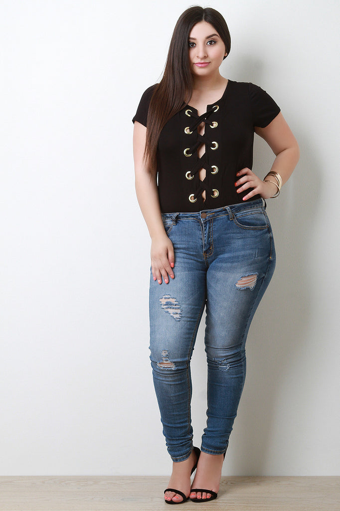 Eyelets Lattice Bodysuit
