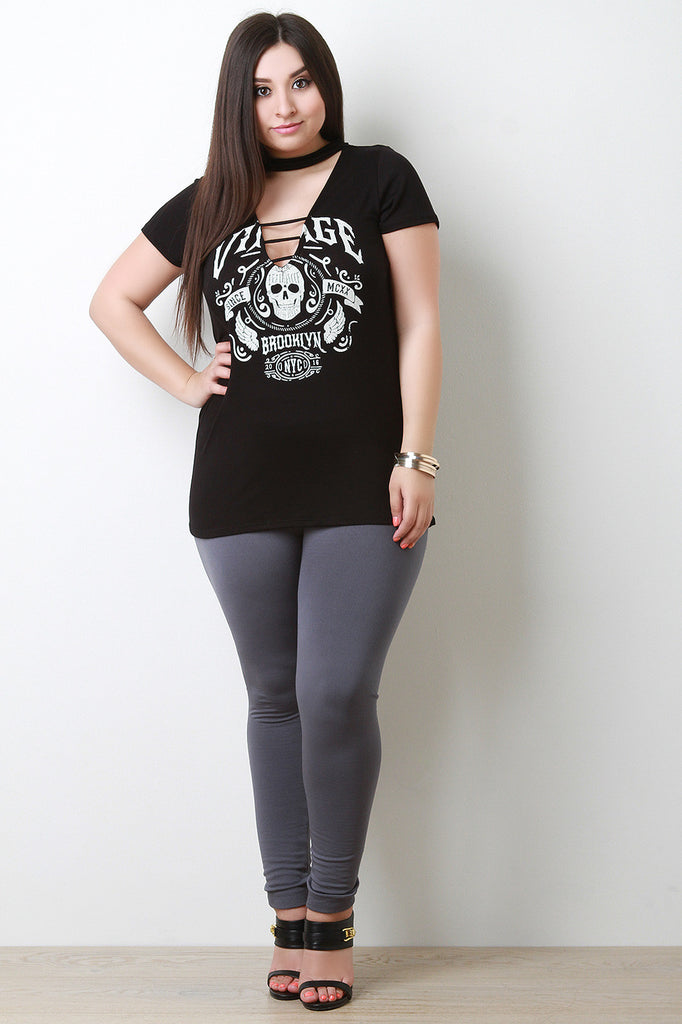 Vintage Skull Caged Yoke Tee