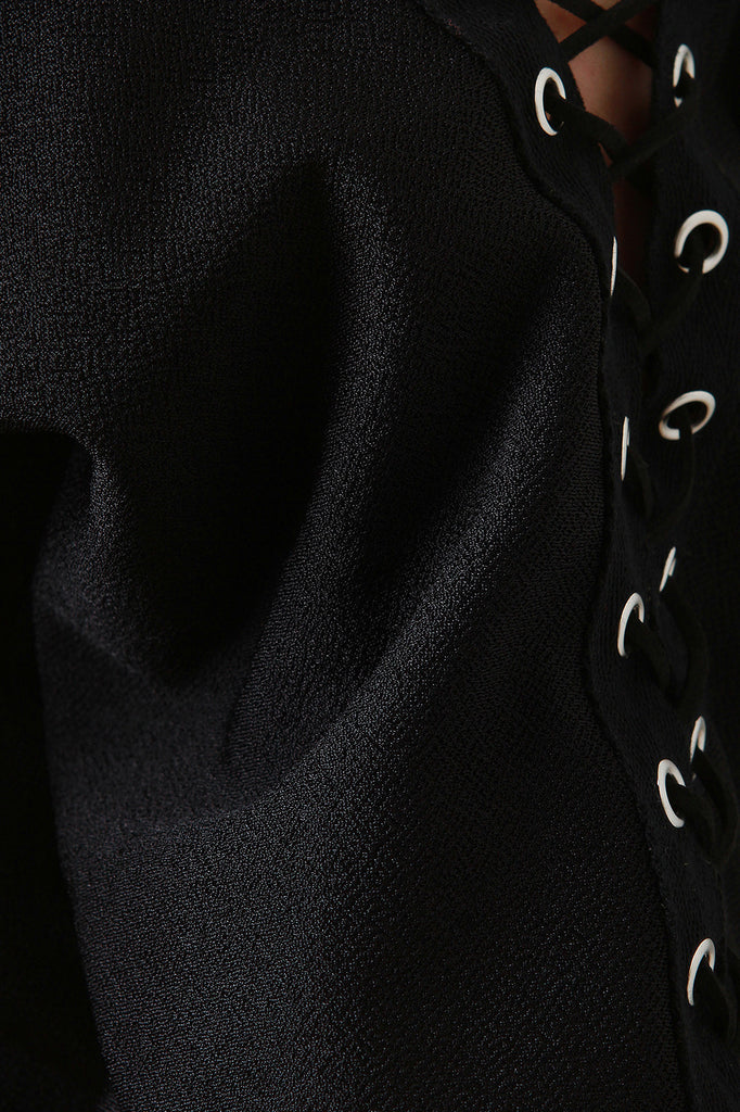 One-Shoulder Eyelet Trim Midi Dress