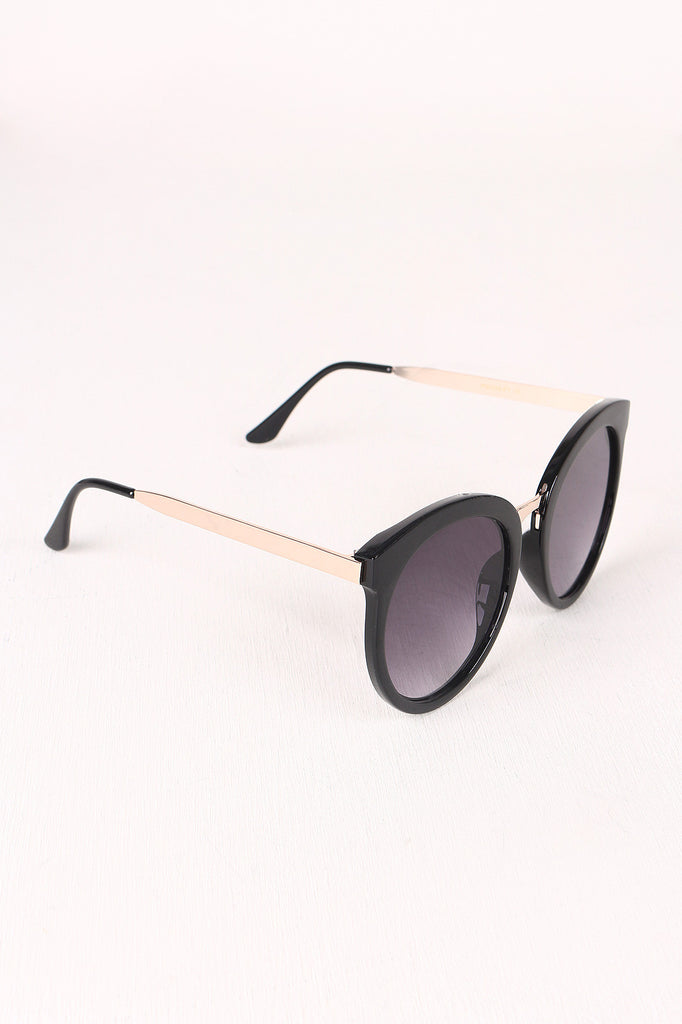 Oversized Metallic Accent Mirrored Sunglasses