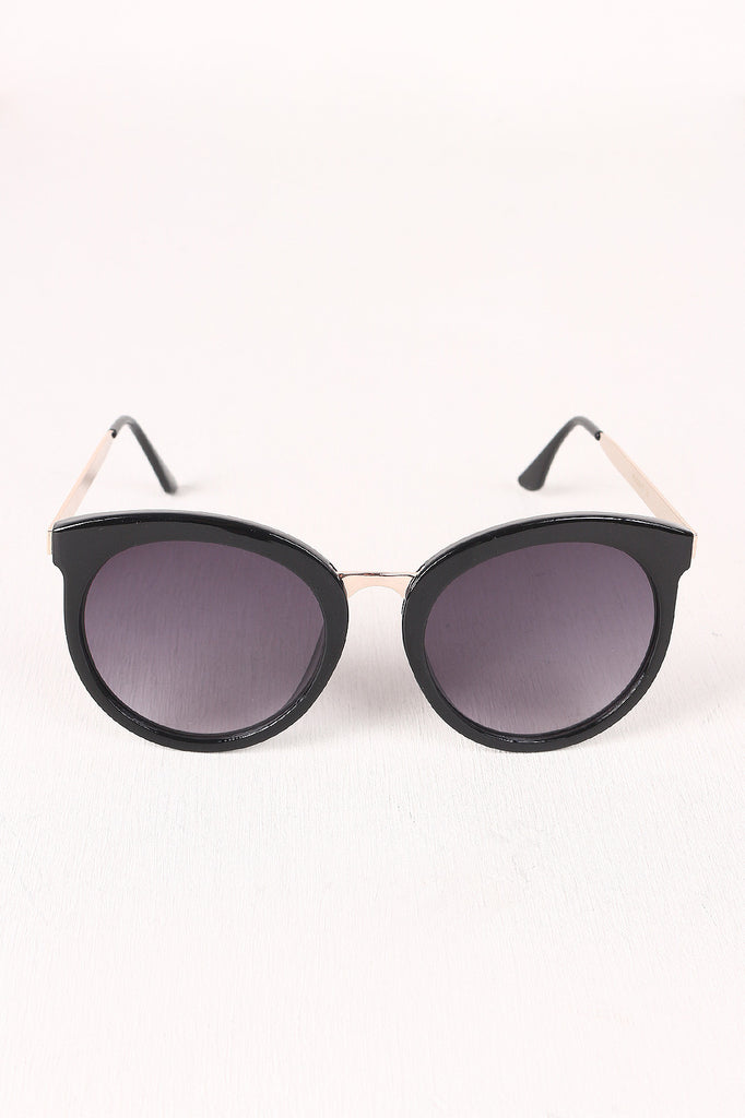 Oversized Metallic Accent Mirrored Sunglasses