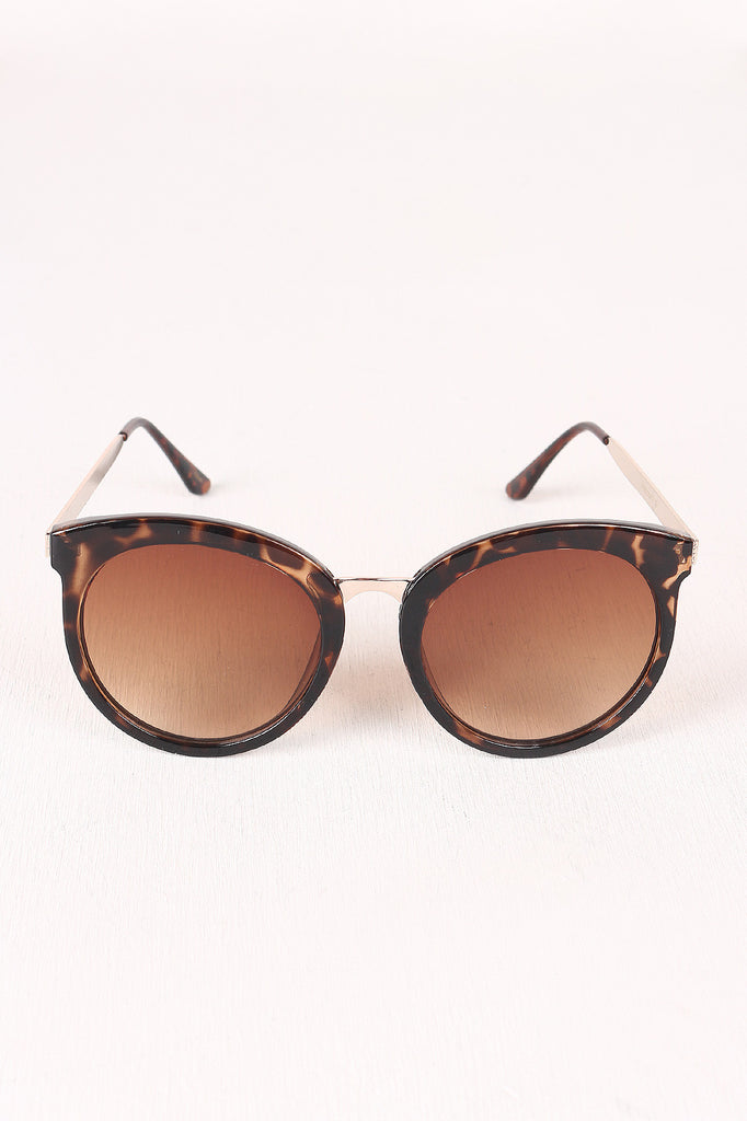 Oversized Metallic Accent Mirrored Sunglasses