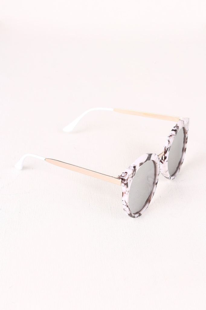 Oversized Metallic Accent Mirrored Sunglasses