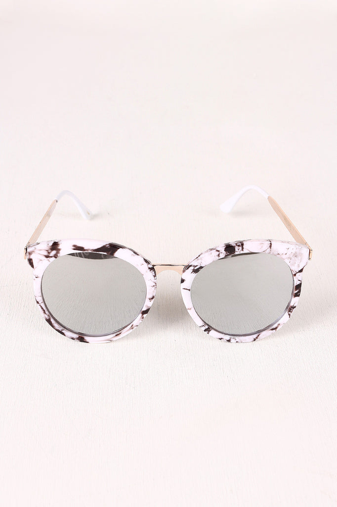 Oversized Metallic Accent Mirrored Sunglasses