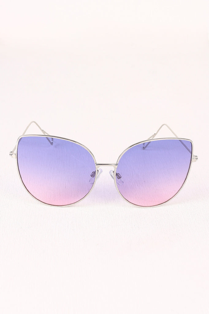 Translucent Lens Wire Framed Cat Eye Sunglasses