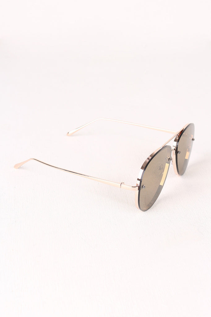 Double Bridge Mirrored Lens Aviator Sunglasses