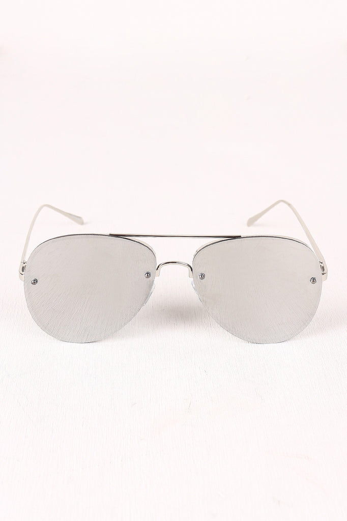 Double Bridge Mirrored Lens Aviator Sunglasses