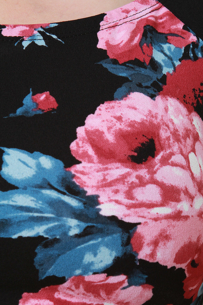 Boat Neck Floral Crop Top