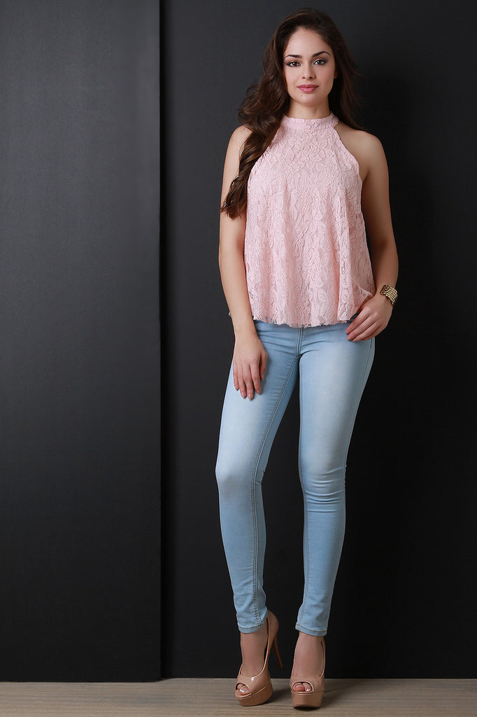 Sleeveless Floral Lace Top