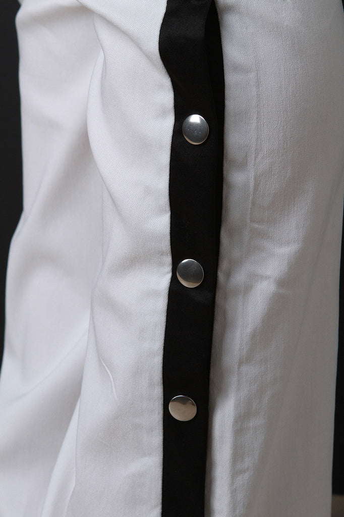 High Waisted Stripe Button-Up Pants