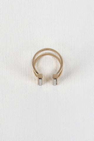 Two Tone Double Bar Ring