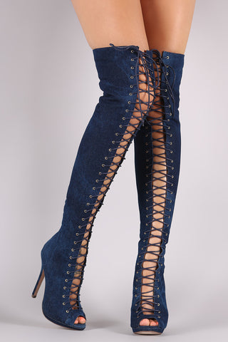 Slouchy Satin Pointy Toe Stiletto Over-The-Knee Boots
