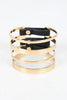 Banded Metallic And Vegan Leather Cuff