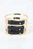Banded Metallic And Vegan Leather Cuff