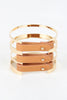 Banded Metallic And Vegan Leather Cuff