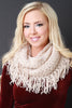 Loose Knit Fringe Hem Infinity Scarf