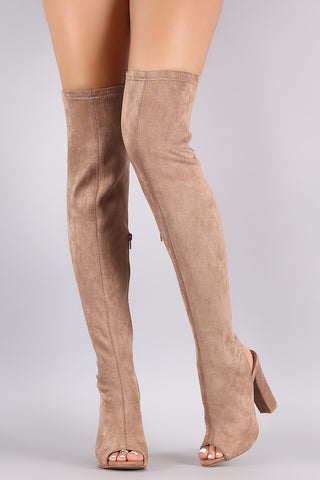 Slouchy Satin Pointy Toe Stiletto Over-The-Knee Boots