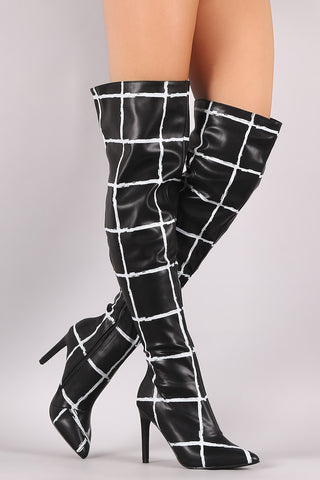 Slouchy Satin Pointy Toe Stiletto Over-The-Knee Boots
