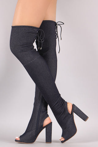 Slouchy Satin Pointy Toe Stiletto Over-The-Knee Boots